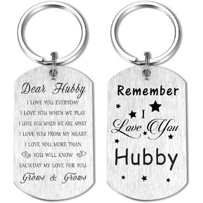 Resdink Hubby Gifts, Remember I Love You Hubby Keychain, Birthday Gifts for Hubby from Wifey, Best Christmas Present Anniversary Valentine's Day Gifts for Hubby