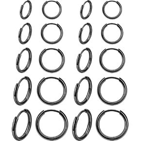 vegolita 10 أزواج 20 جرام 316l الفولاذ المقاوم للصدأ متمحور هوجي هوب الأقراط للرجال النساء الغضروف هوب الأقراط اللولب الزنمة فصوص النائم أقراط الأذن ثقب المجوهرات 6mm 8mm 10mm 12mm 14mm in Kuwait