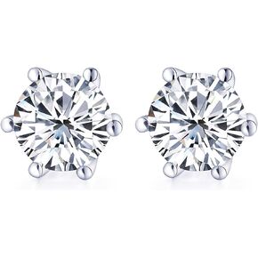 Moissanite Stud Earring for Women 925 Sterling White Gold plated Classic Six Prong Stud Earrings Wedding Fine Jewelry For Women Gifts For Her