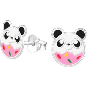 KIWI DAISY Panda Ball Sterling Silver Stud Earrings (Hypoallergenic)
