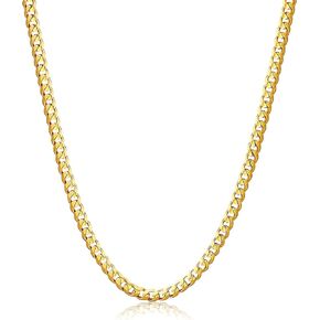 Fiusem 3.5mm Gold Plated Chain for Men, Diamond Cut Stainless Steel Cuban Chain, Miami Cuban Link Gold Chain Necklace for Women Men, Mens Chain 16, 18, 20, 22, 24, 26, 28 Inch