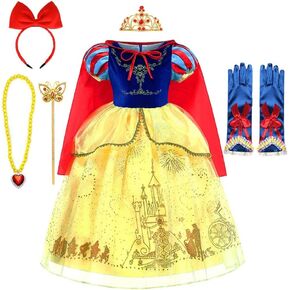 MYRISAM Snow White Princess Dress Up Costume Girls Halloween Carnival Cosplay Christmas Birthday Dress (w/Cloak Accessories) in Kuwait