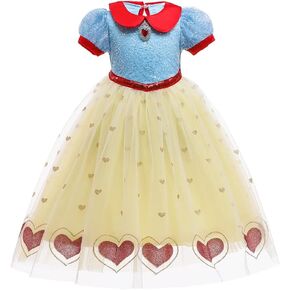 MYRISAM Snow White Princess Dress Up Costume Girls Halloween Carnival Cosplay Christmas Birthday Dress (w/Cloak Accessories)
