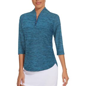 Cucuchy Womens Golf Shirt Quick Dry 3/4 Sleeve Quarter Zip Polo Workout Tops Tennis Shirts S-XXL