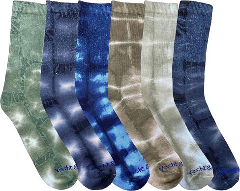 Yacht & Smith 6 Pairs of Womens And Mens Tie Dye Cotton Colorful Soft Crew Socks, Boot Sock, Bulk in Saudi Arabia