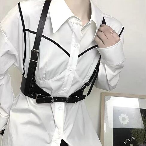 Punk Women Waist Belts PU Leather Fashion Adjustable Waist Belt Leather Harness For Women Waist Punk Belt Womens Waist Belt Leather Harness Suitable for Halloween Gothic Circle for Party Dating, in Kuwait