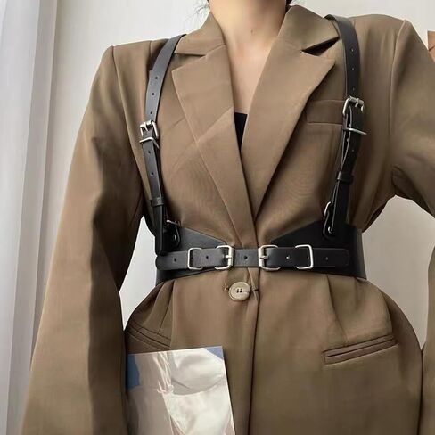 Punk Women Waist Belts PU Leather Fashion Adjustable Waist Belt Leather Harness For Women Waist Punk Belt Womens Waist Belt Leather Harness Suitable for Halloween Gothic Circle for Party Dating, in Kuwait