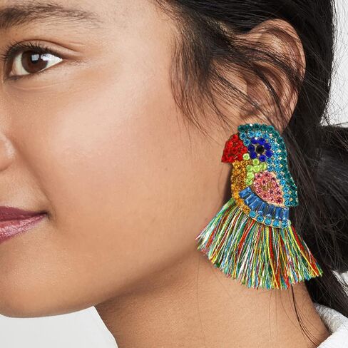 SISOFTLY Bird Earrings- Elegant Crystal Inlayed Dangle Earrings, Statement Animal Drop Earrings for Women/Girls in Saudi Arabia