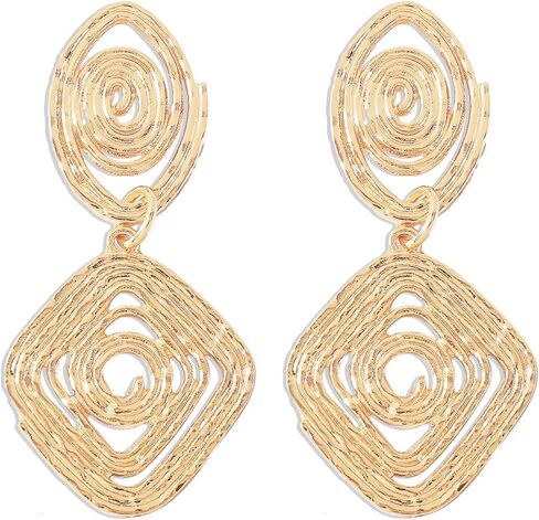 الرجعية البوهيمي الذهب والفضة المعدنية البيضاوي هندسية تتدلى انخفاض الأقراط غير النظامية الجوف بيان تتدلى الأقراط للنساء الفتيات الأزياء والمجوهرات الهدايا in Kuwait