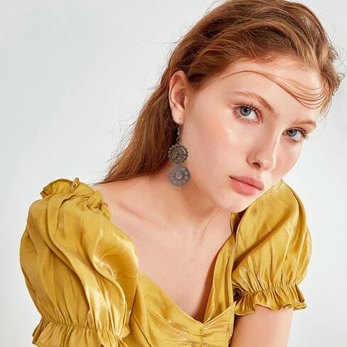 Vintage SteamPunk Gears Dangle Earrings Handmade Steam Gear Clockwork Gothic Drop Earrings for Women Girls Personalized Jewelry Gifts in Kuwait