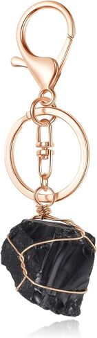 Jovivi Natural Raw Quartz Crystal Stone Keychain Wire Wrapped Irregular Rough Gemstone Healing Crystal Keyring for Women Men in Saudi Arabia