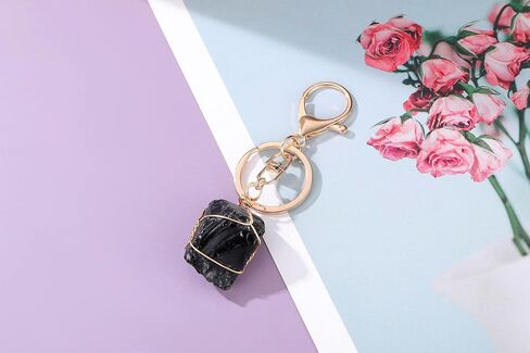 Jovivi Natural Raw Quartz Crystal Stone Keychain Wire Wrapped Irregular Rough Gemstone Healing Crystal Keyring for Women Men in Saudi Arabia