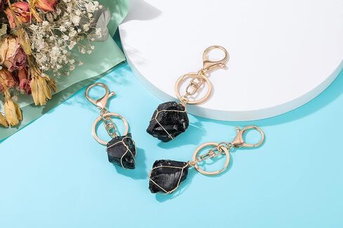 Jovivi Natural Raw Quartz Crystal Stone Keychain Wire Wrapped Irregular Rough Gemstone Healing Crystal Keyring for Women Men in Saudi Arabia