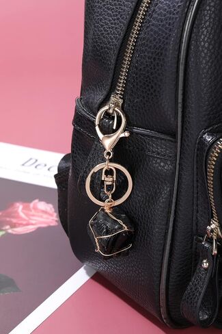 Jovivi Natural Raw Quartz Crystal Stone Keychain Wire Wrapped Irregular Rough Gemstone Healing Crystal Keyring for Women Men in Saudi Arabia