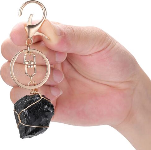 Jovivi Natural Raw Quartz Crystal Stone Keychain Wire Wrapped Irregular Rough Gemstone Healing Crystal Keyring for Women Men in Saudi Arabia