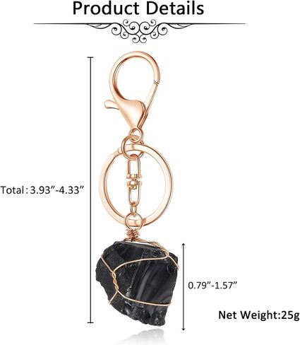 Jovivi Natural Raw Quartz Crystal Stone Keychain Wire Wrapped Irregular Rough Gemstone Healing Crystal Keyring for Women Men in Saudi Arabia