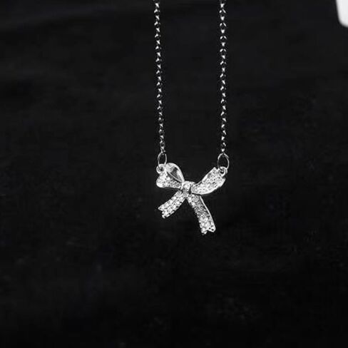 Bow Necklace for Women Dainty Gold Bow Chain Necklace Rhinestone Bow Pendant Necklace Bow Ribbon Necklace Bow Jewelry Gifts for Women Girls in Kuwait