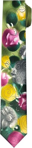 Jerry Garcia Men's Happy Easter Bunny Rabbits Eggs Can I Keep Him George Artwork Purple Green Extra Long Neck Tie, Extra Long - 63 inch in Saudi Arabia
