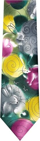 Jerry Garcia Men's Happy Easter Bunny Rabbits Eggs Can I Keep Him George Artwork Purple Green Extra Long Neck Tie, Extra Long - 63 inch in Saudi Arabia