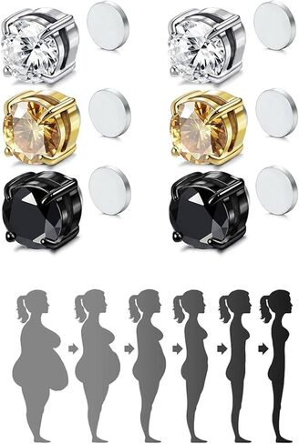 3 Pairs Magnetic Earrings for Women Men, Non Piercing Acupressure Earrings for Weight Loss, Fashion Jewelry Gift for Her(8mm, 3 pairs) in Kuwait