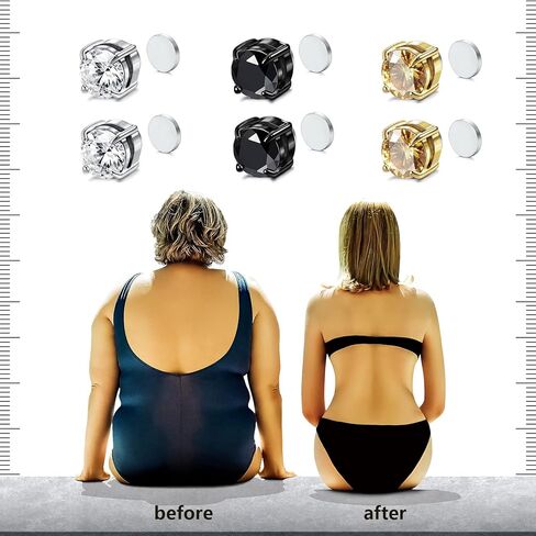 3 Pairs Magnetic Earrings for Women Men, Non Piercing Acupressure Earrings for Weight Loss, Fashion Jewelry Gift for Her(8mm, 3 pairs) in Kuwait
