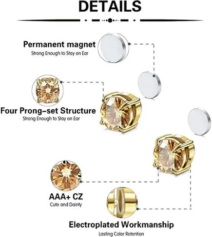 3 Pairs Magnetic Earrings for Women Men, Non Piercing Acupressure Earrings for Weight Loss, Fashion Jewelry Gift for Her(8mm, 3 pairs) in Kuwait