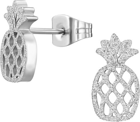 Stainless Steel Pineapple Stud Earrings, Sold as a Pair in Saudi Arabia