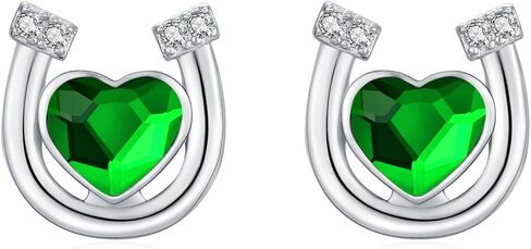 Horseshoe Earrings 925 Sterling Silver Pink/White/Green Crystal Stud Earrings Hypoallergenic Horseshoe Jewelry Gifts for Women Girls Teens in Saudi Arabia