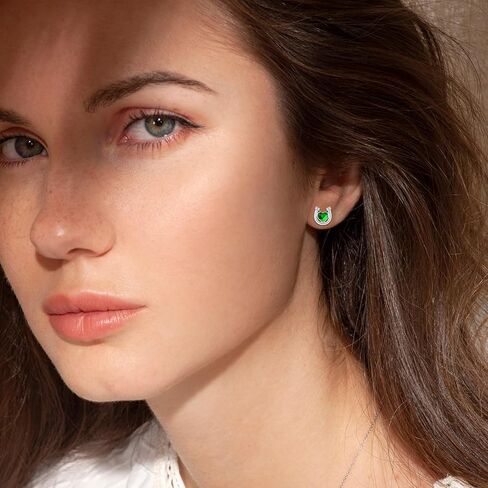 Horseshoe Earrings 925 Sterling Silver Pink/White/Green Crystal Stud Earrings Hypoallergenic Horseshoe Jewelry Gifts for Women Girls Teens in Saudi Arabia