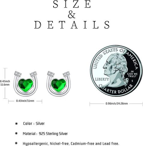 Horseshoe Earrings 925 Sterling Silver Pink/White/Green Crystal Stud Earrings Hypoallergenic Horseshoe Jewelry Gifts for Women Girls Teens in Saudi Arabia