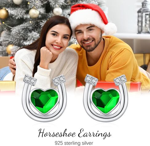 Horseshoe Earrings 925 Sterling Silver Pink/White/Green Crystal Stud Earrings Hypoallergenic Horseshoe Jewelry Gifts for Women Girls Teens in Saudi Arabia