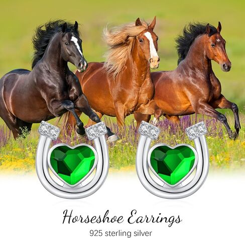 Horseshoe Earrings 925 Sterling Silver Pink/White/Green Crystal Stud Earrings Hypoallergenic Horseshoe Jewelry Gifts for Women Girls Teens in Saudi Arabia