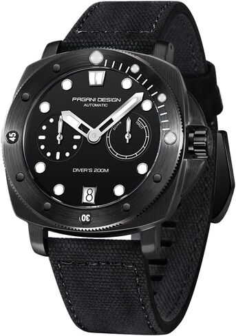 HaiQin Pagani Design 1767 مربع ساعات أوتوماتيكية للرجال ذاتية اللف حزام نايلون 200 متر مقاوم للماء ساعة عسكرية رياضية مع قرص احتياطي الطاقة in Kuwait