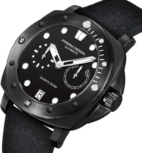 HaiQin Pagani Design 1767 مربع ساعات أوتوماتيكية للرجال ذاتية اللف حزام نايلون 200 متر مقاوم للماء ساعة عسكرية رياضية مع قرص احتياطي الطاقة in Kuwait