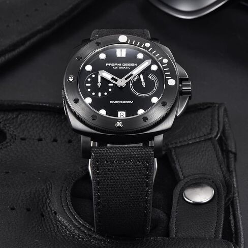 HaiQin Pagani Design 1767 مربع ساعات أوتوماتيكية للرجال ذاتية اللف حزام نايلون 200 متر مقاوم للماء ساعة عسكرية رياضية مع قرص احتياطي الطاقة in Kuwait