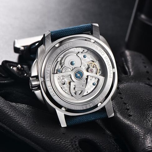 HaiQin Pagani Design 1767 مربع ساعات أوتوماتيكية للرجال ذاتية اللف حزام نايلون 200 متر مقاوم للماء ساعة عسكرية رياضية مع قرص احتياطي الطاقة in Kuwait