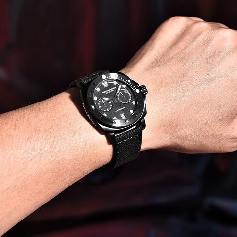 HaiQin Pagani Design 1767 مربع ساعات أوتوماتيكية للرجال ذاتية اللف حزام نايلون 200 متر مقاوم للماء ساعة عسكرية رياضية مع قرص احتياطي الطاقة in Kuwait