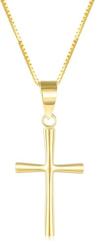 SISGEM 18k Gold Box Chain and Cross Pendant Necklace for Women, Small Religious Jewelry Christmas Gifts for Her, 18 Inch in Saudi Arabia