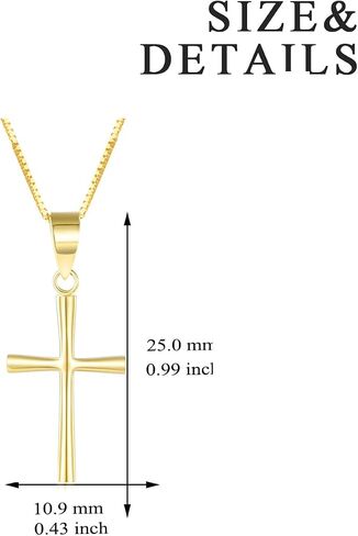 SISGEM 18k Gold Box Chain and Cross Pendant Necklace for Women, Small Religious Jewelry Christmas Gifts for Her, 18 Inch in Saudi Arabia