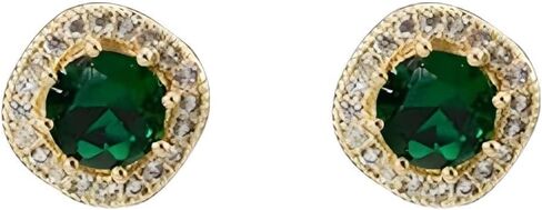 16K Gold Plated S925 Silver Needle Earrings Green Zirconia versatile earrings For Women Girls in Saudi Arabia