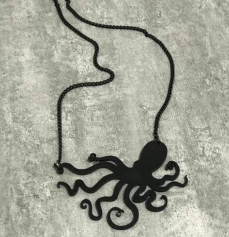 Gothic Octopus Pendant Chain Necklace for Women Acrylic 80s Big Octopus Pendant Necklace Jewelry in Saudi Arabia