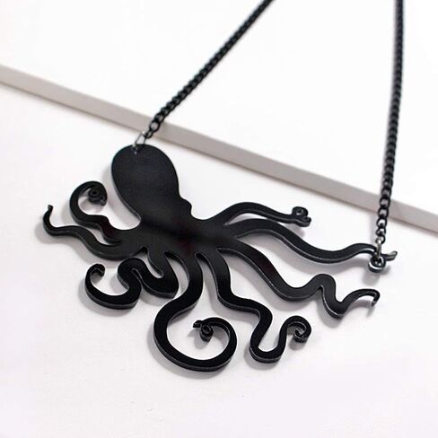 Gothic Octopus Pendant Chain Necklace for Women Acrylic 80s Big Octopus Pendant Necklace Jewelry in Saudi Arabia