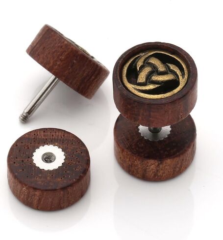 Zysta للجنسين أقراط مرصعة مجموعة أنماط مختلطة الخشب حجر الفولاذ المقاوم للصدأ 16G ثقب وهمية قياس الأذن نفق المقابس الحديد المسمار مسمار in Kuwait