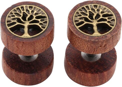 Zysta للجنسين أقراط مرصعة مجموعة أنماط مختلطة الخشب حجر الفولاذ المقاوم للصدأ 16G ثقب وهمية قياس الأذن نفق المقابس الحديد المسمار مسمار in Kuwait