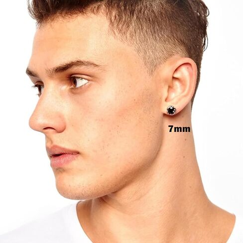 EIELO 10 Pairs Stud Earrings for Men Stainless Steel Studs Earrings for Men Women Cross CZ Round Black Earrings CZ Inlaid in Saudi Arabia