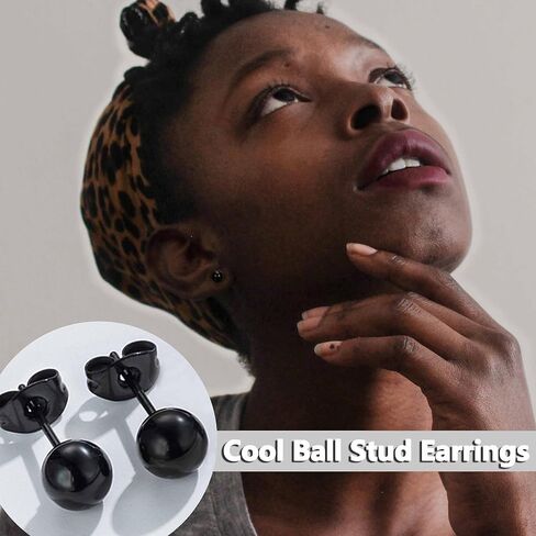 EIELO 10 Pairs Stud Earrings for Men Stainless Steel Studs Earrings for Men Women Cross CZ Round Black Earrings CZ Inlaid in Saudi Arabia