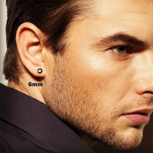 EIELO 10 Pairs Stud Earrings for Men Stainless Steel Studs Earrings for Men Women Cross CZ Round Black Earrings CZ Inlaid in Saudi Arabia