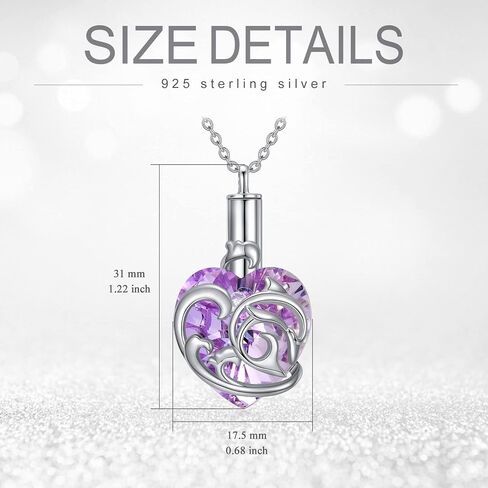 YFN Dolphin Urn Necklace for Ashes Heart Crystal Cremation Jewelry Sterling Silver with Purple Blue Crystal Jewelry Gifts for Women Girls Dolphin in Kuwait