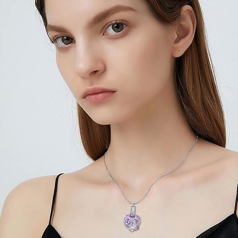 YFN Dolphin Urn Necklace for Ashes Heart Crystal Cremation Jewelry Sterling Silver with Purple Blue Crystal Jewelry Gifts for Women Girls Dolphin in Kuwait