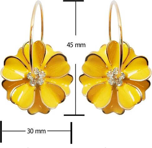 Navachi 18k Gold Plated Enamel Flower Crystal Hoop Earrings(Dia. 3cm) in Saudi Arabia